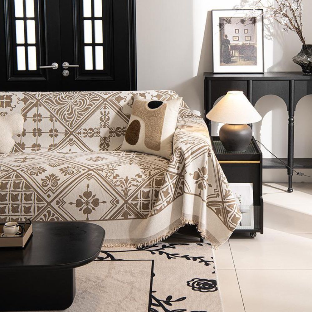 RenaissanceLinie: Copertura per divano in pregiato chenille con motivo decorativo e tatto accogliente – per divano e zona giorno