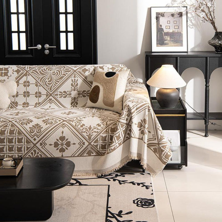 RenaissanceLinie: Copertura per divano in pregiato chenille con motivo decorativo e tatto accogliente – per divano e zona giorno