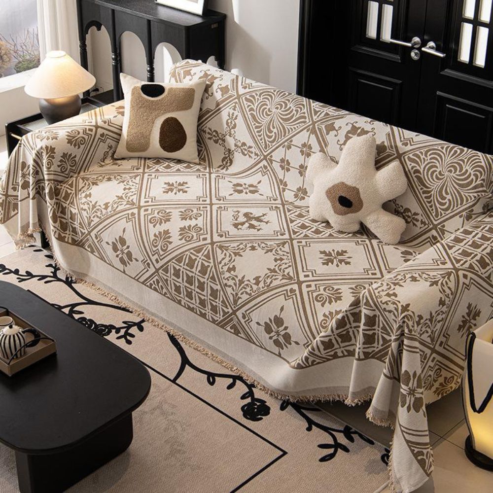 RenaissanceLinie: Copertura per divano in pregiato chenille con motivo decorativo e tatto accogliente – per divano e zona giorno
