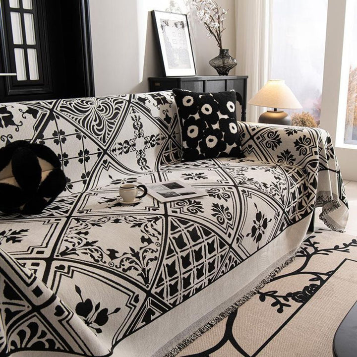 RenaissanceLinie: Copertura per divano in pregiato chenille con motivo decorativo e tatto accogliente – per divano e zona giorno
