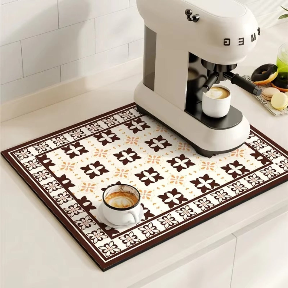 Tappetino Assorbente per Caffè con Design a Piastrelle Retro