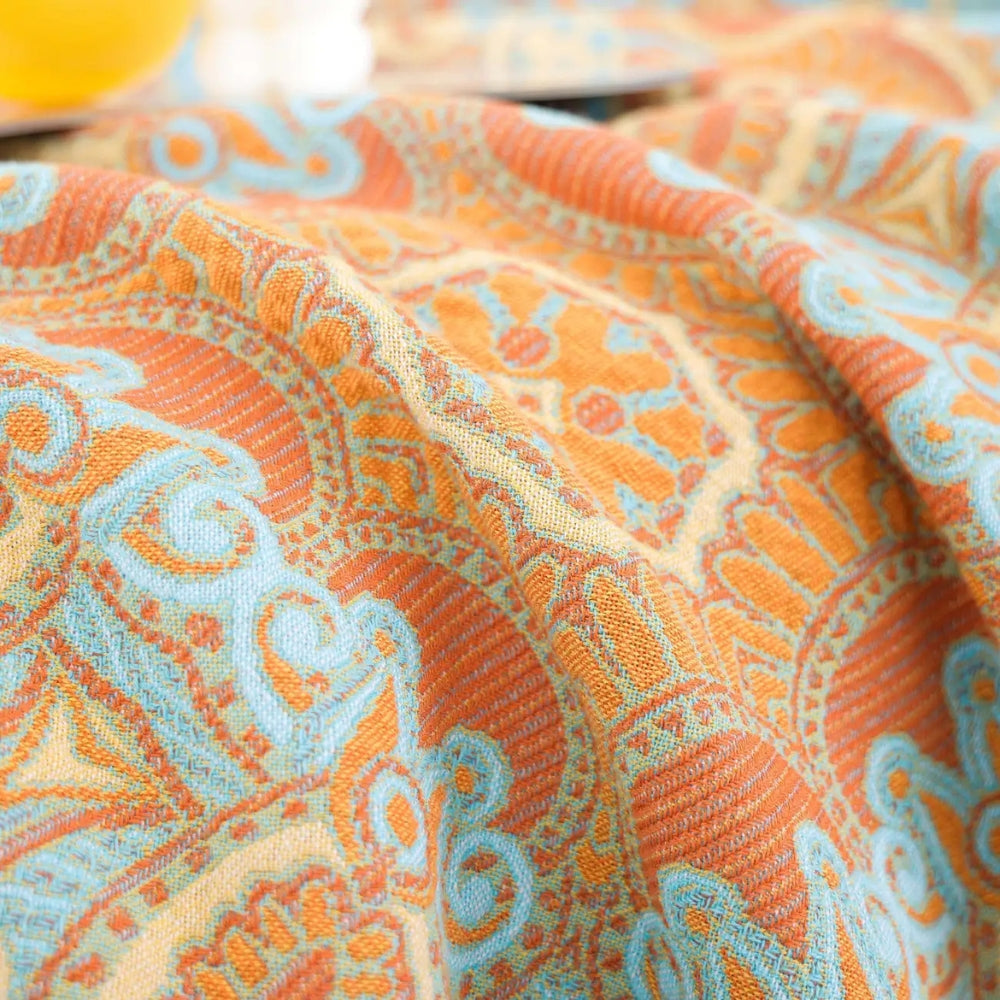 PaisleyLux: Coperta in cotone reversibile in design Boho con motivo Paisley – per soggiorno e camera da letto