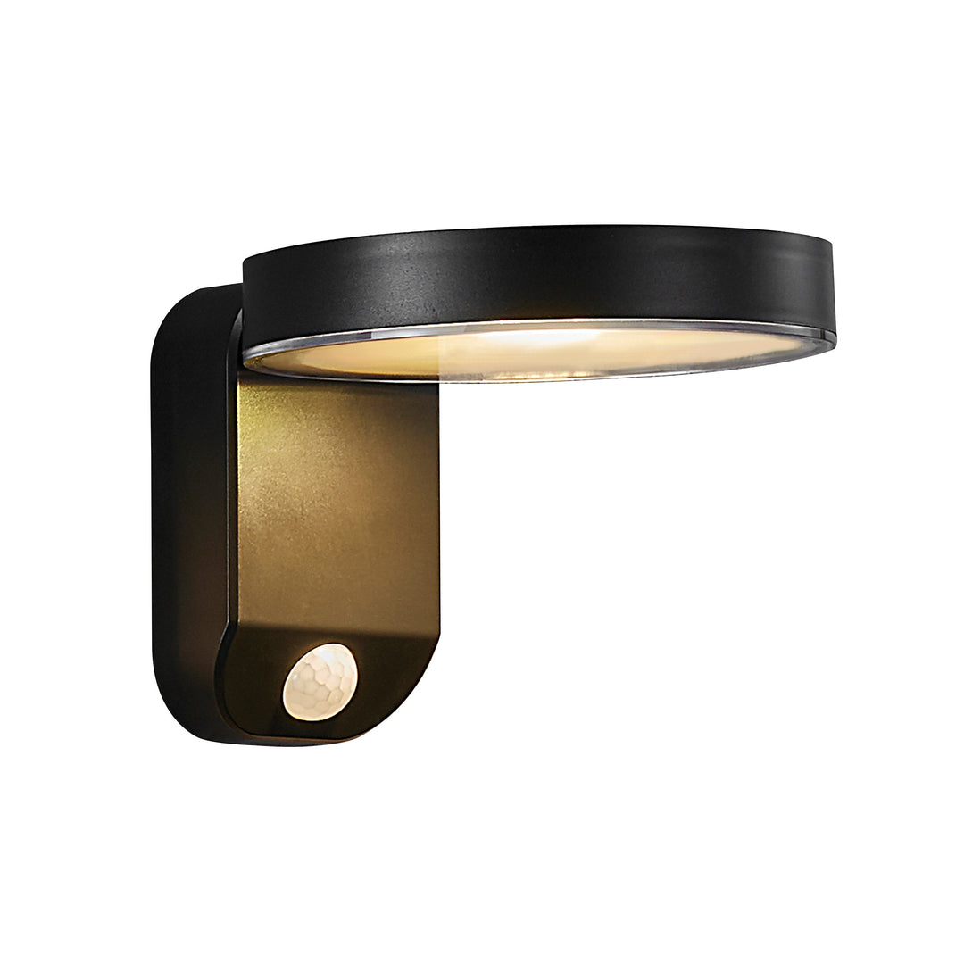 Lampada da Parete Solare LED Rotonda Rica per Esterni, Nera