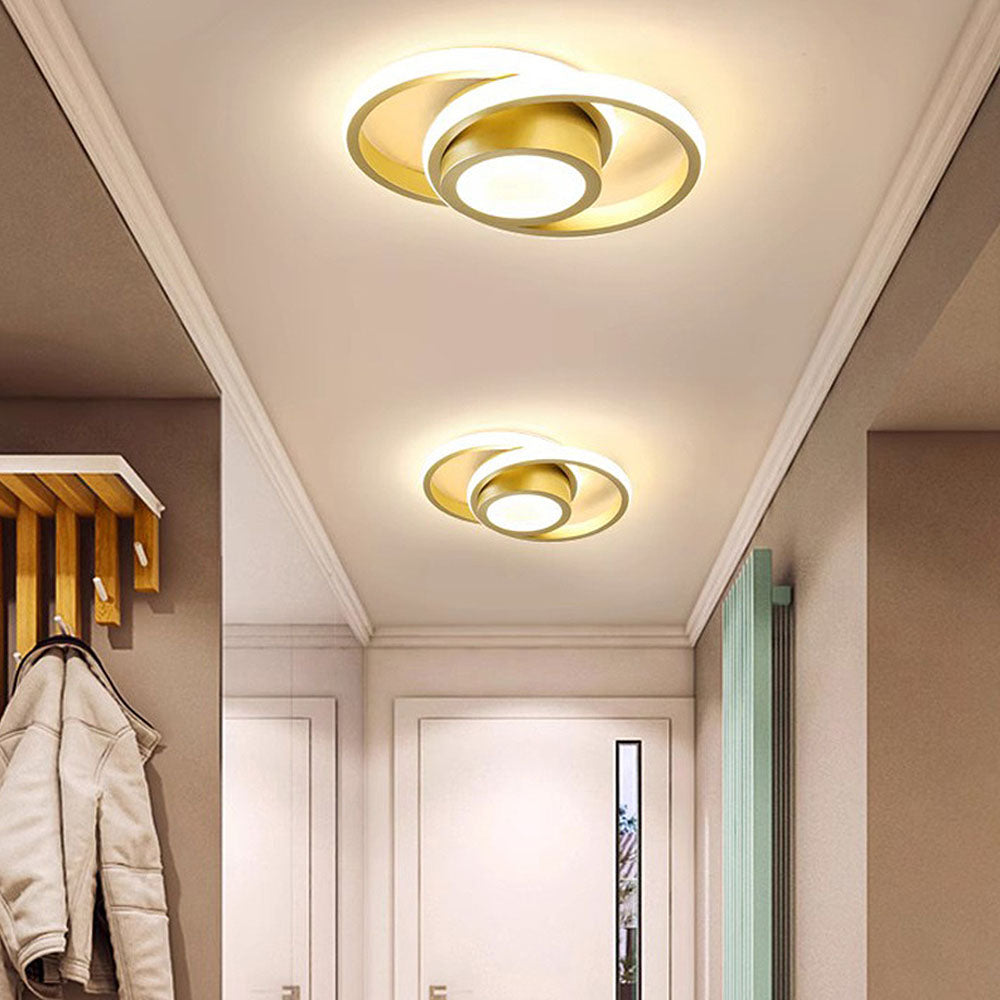 RingÉlégance: Lampada a soffitto a doppio anello LED moderna – elegante ed efficiente dal punto di vista energetico per corridoi e aree living