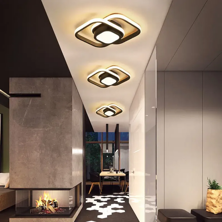 RingÉlégance: Lampada a soffitto a doppio anello LED moderna – elegante ed efficiente dal punto di vista energetico per corridoi e aree living