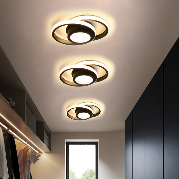 RingÉlégance: Lampada a soffitto a doppio anello LED moderna – elegante ed efficiente dal punto di vista energetico per corridoi e aree living