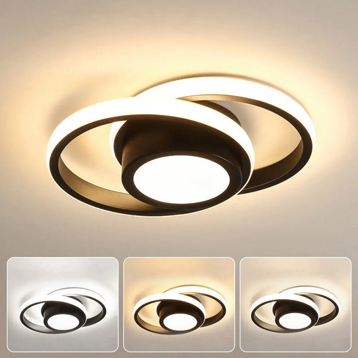 RingÉlégance: Lampada a soffitto a doppio anello LED moderna – elegante ed efficiente dal punto di vista energetico per corridoi e aree living
