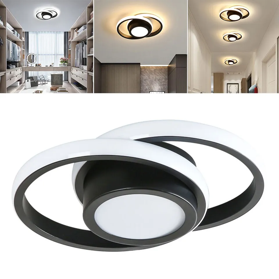 RingÉlégance: Lampada a soffitto a doppio anello LED moderna – elegante ed efficiente dal punto di vista energetico per corridoi e aree living