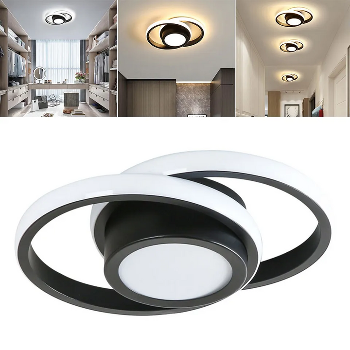 RingÉlégance: Lampada a soffitto a doppio anello LED moderna – elegante ed efficiente dal punto di vista energetico per corridoi e aree living
