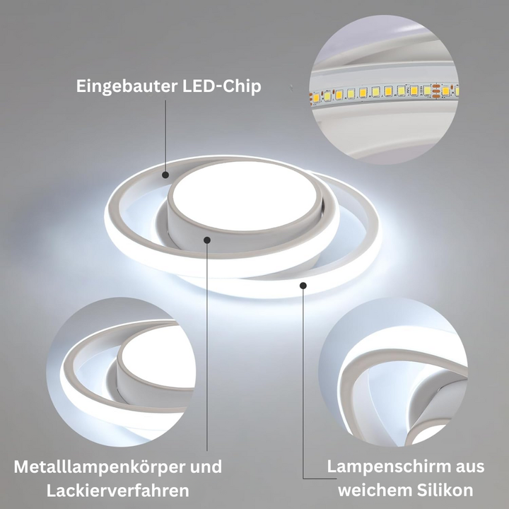 RingÉlégance: Lampada a soffitto a doppio anello LED moderna – elegante ed efficiente dal punto di vista energetico per corridoi e aree living
