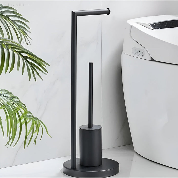 Supporto per Carta Igienica Funzionale con Spazzola Integrata – Design Salvaspazio per Bagni Moderni
