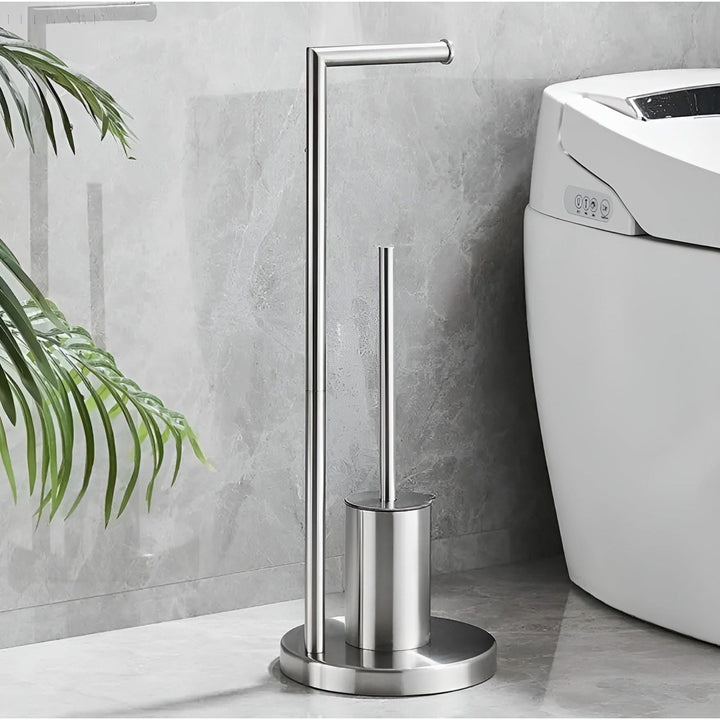 Supporto per Carta Igienica Funzionale con Spazzola Integrata – Design Salvaspazio per Bagni Moderni
