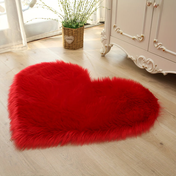 RomantikNest: Tappeto rosa soffice a forma di cuore – accogliente per camera da letto, soggiorno e decorazioni festive