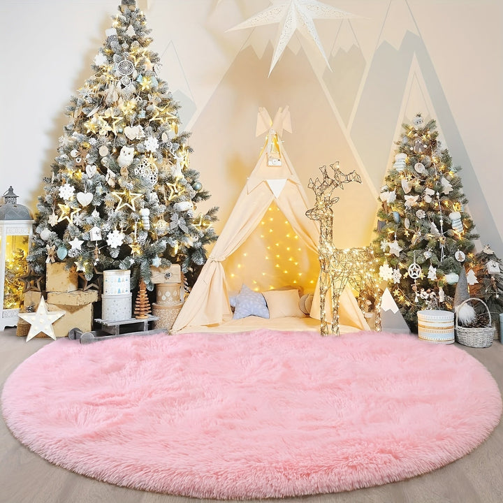 RoséTraum: Tappeto rotondo rosa morbido e soffice – decorativo per soggiorno, camera da letto e decorazioni natalizie
