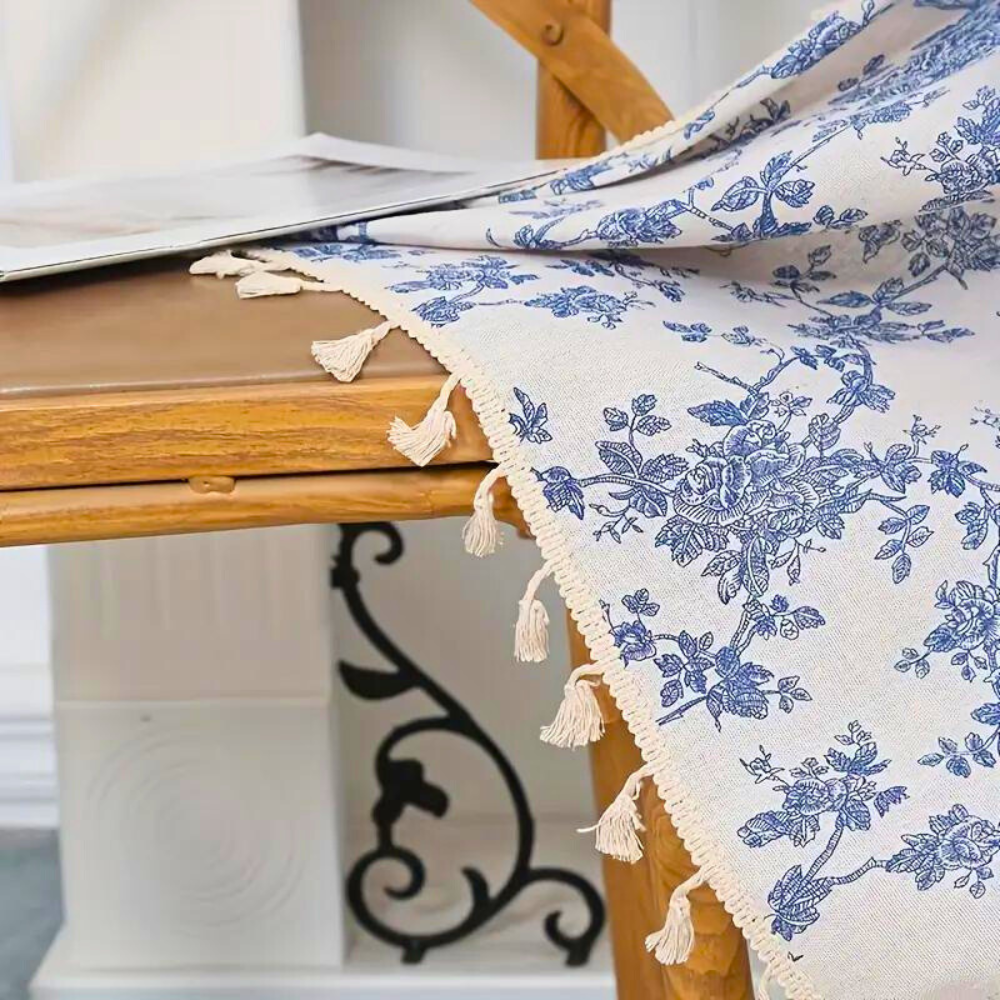 Rosentraum: Tenda con design floreale in blu – elegante e facile da mantenere per gli ambienti domestici