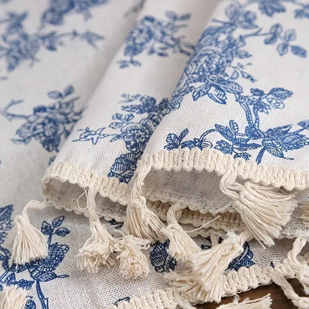 Rosentraum: Tenda con design floreale in blu – elegante e facile da mantenere per gli ambienti domestici