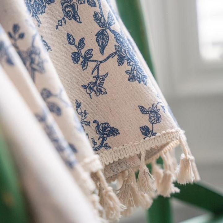 Rosentraum: Tenda con design floreale in blu – elegante e facile da mantenere per gli ambienti domestici