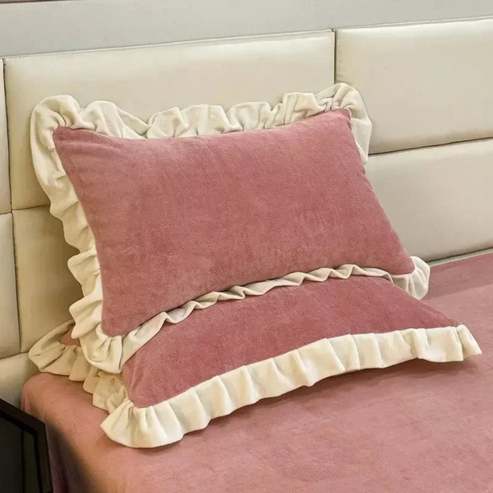 RüschenBlüte: Fodera per cuscino in pastello – romantica e confortevole per camera da letto e camera degli ospiti (1 pezzo)