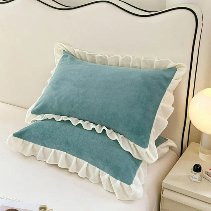 RüschenBlüte: Fodera per cuscino in pastello – romantica e confortevole per camera da letto e camera degli ospiti (1 pezzo)