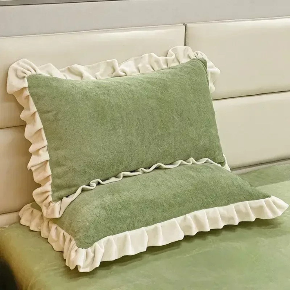 RüschenBlüte: Fodera per cuscino in pastello – romantica e confortevole per camera da letto e camera degli ospiti (1 pezzo)