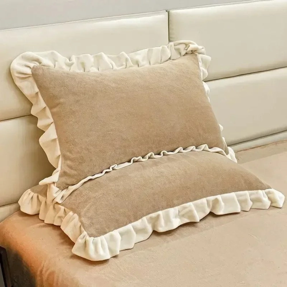 RüschenBlüte: Fodera per cuscino in pastello – romantica e confortevole per camera da letto e camera degli ospiti (1 pezzo)