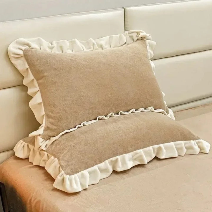RüschenBlüte: Fodera per cuscino in pastello – romantica e confortevole per camera da letto e camera degli ospiti (1 pezzo)