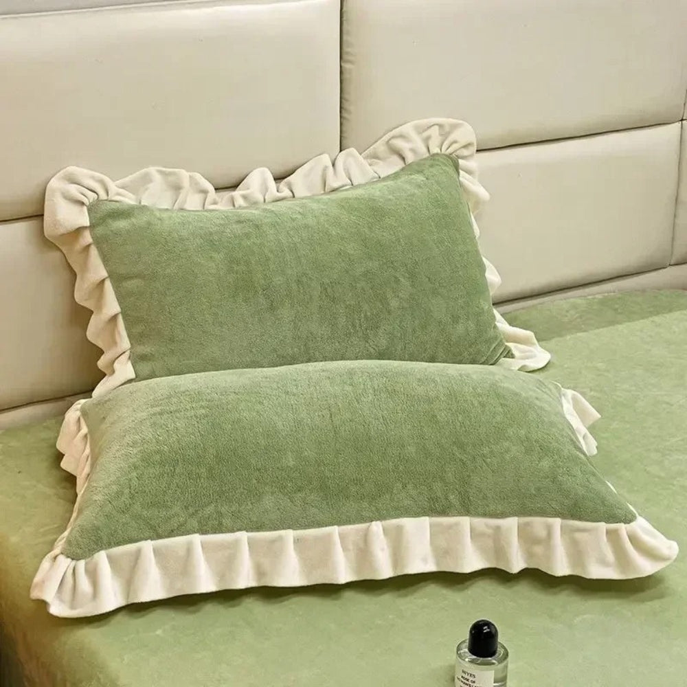 RüschenBlüte: Fodera per cuscino in pastello – romantica e confortevole per camera da letto e camera degli ospiti (1 pezzo)