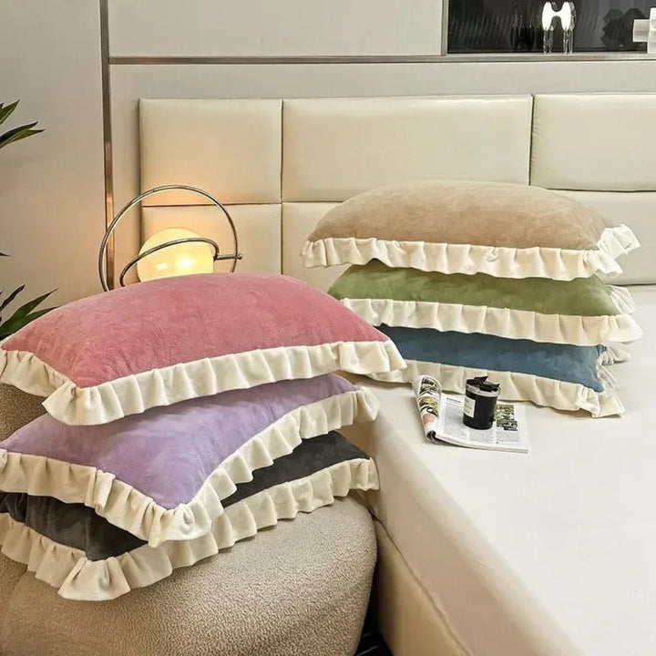RüschenBlüte: Fodera per cuscino in pastello – romantica e confortevole per camera da letto e camera degli ospiti (1 pezzo)
