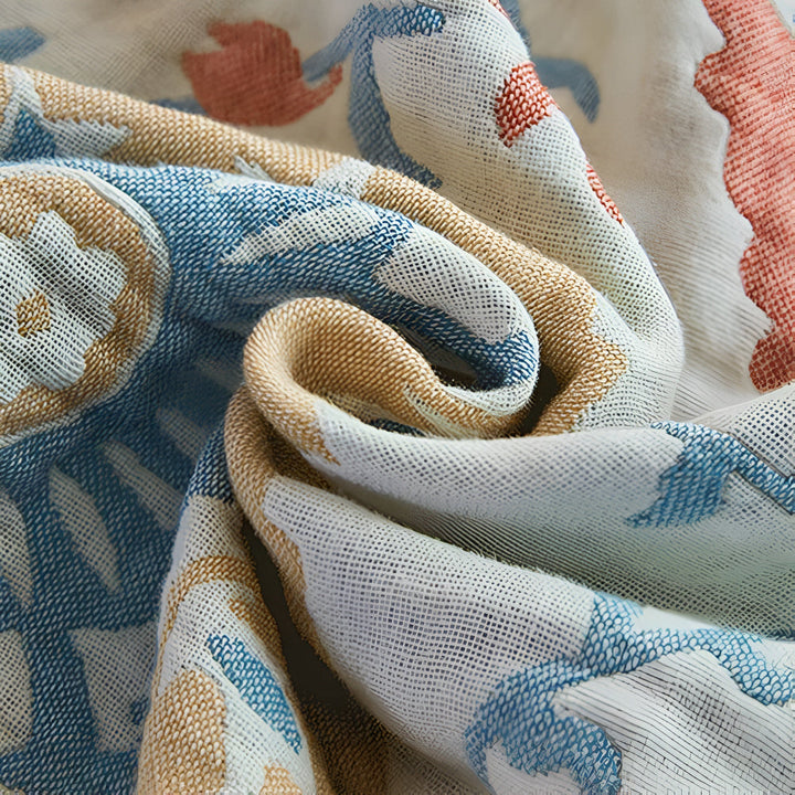RusticaWebstuhl: Coperta decorativa in cotone con design floreale e charme rustico – per camera da letto e soggiorno