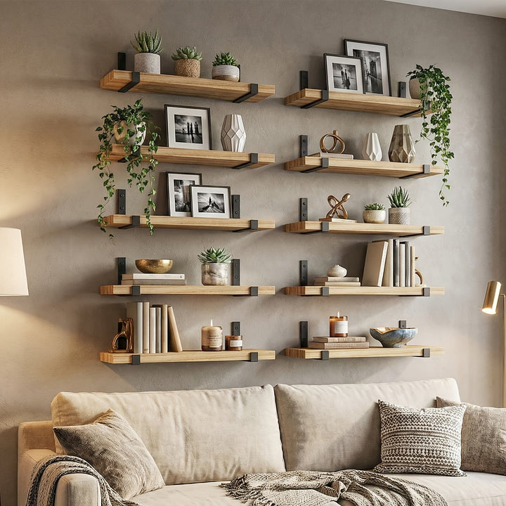 RustikTrend: Mensole decorative da parete – robuste, facili da mantenere e sospese con finitura in legno per corridoi e spazi abitativi