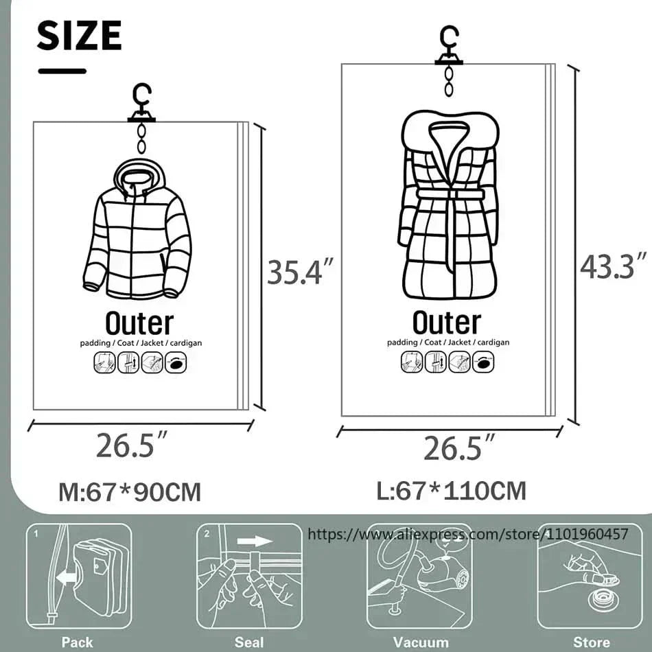 BORSE PER IL VUOTO – Borse per il Vuoto per Abbigliamento – Risparmio di Spazio e a Prova di Polvere (Set di 3)