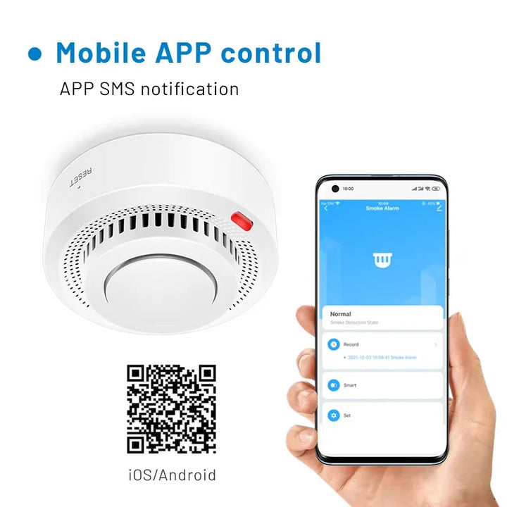 Rilevatore di Fumo WiFi Intelligente Allarme Incendio 85dB – SafeSense