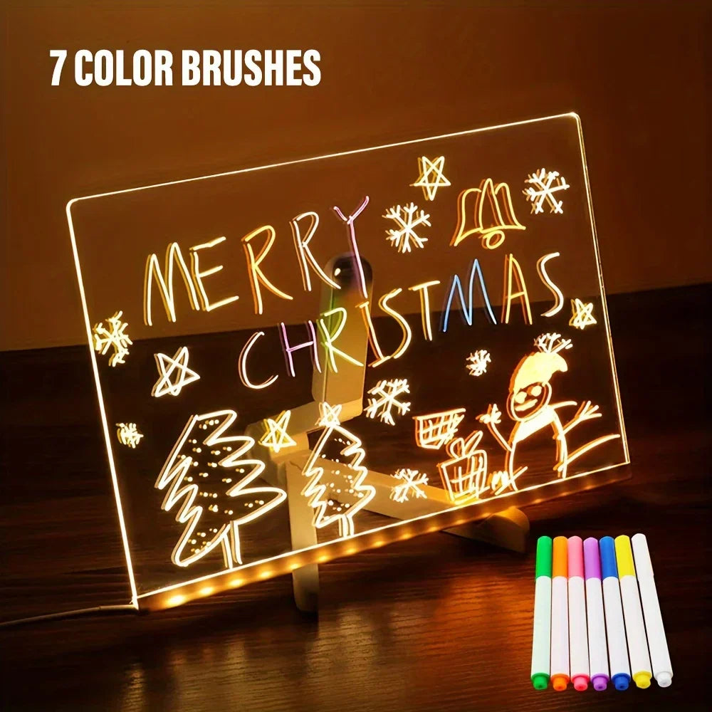 Pannello Messaggi Acrilico LED Luminoso - Tavolozza di Disegno Cancellabile USB per Bambini, Perfetto per Regali di Compleanno e Pubblicità in Bar