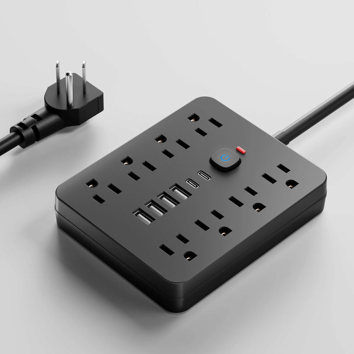 Protezione contro le sovratensioni 14 in 1, 8 AC e 4 USB, prolunga per ricarica da scrivania