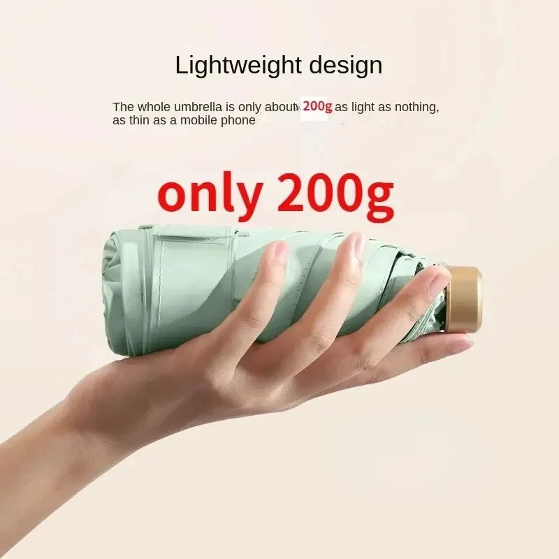 Mini Ombrello Zon Pocket Pioggia Ombrello - Vinile Pieghevole Protezione UV Parasole Capsule