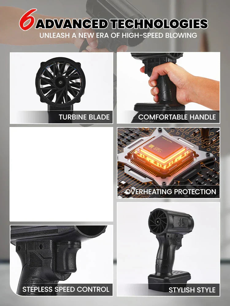 Soplador Turbo Jet Inalámbrico per Asciugatura Auto – Pistola d&
