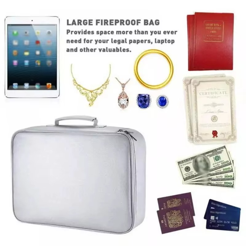 Borsa Organizzatrice di Documenti a Prova di Fuoco e Acqua – Contenitore Protettivo Portatile per Viaggi e Sicurezza Domestica