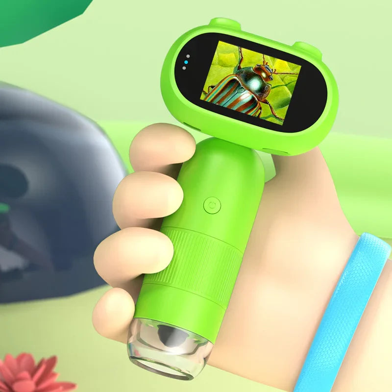 Microscopio Digitale Portatile per Bambini - Ingrossamento 1000x, Schermo IPS da 2"