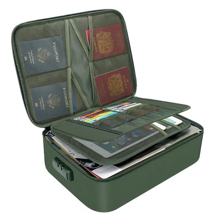Borsa Organizzatrice di Documenti a Prova di Fuoco e Acqua – Contenitore Protettivo Portatile per Viaggi e Sicurezza Domestica