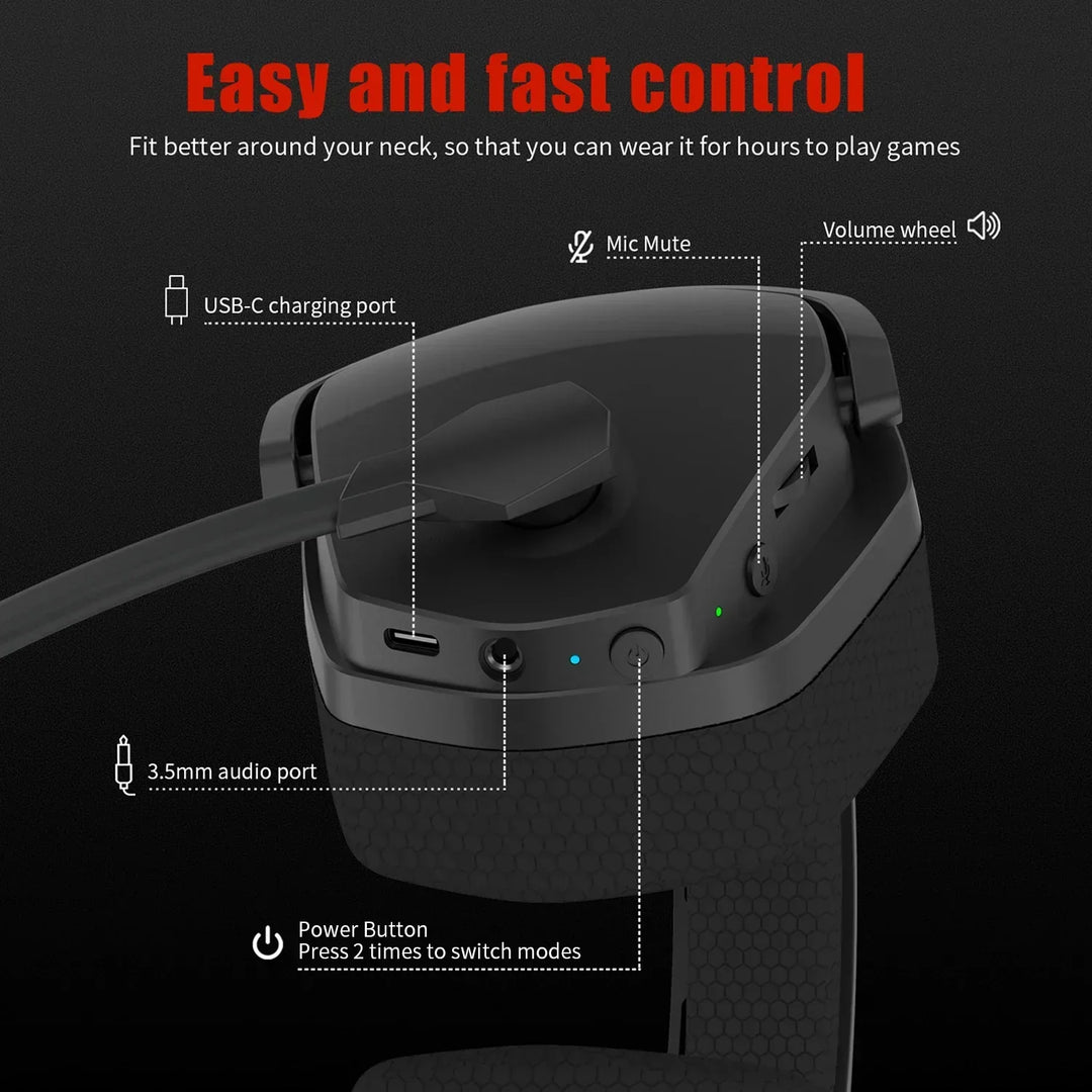 Cuffie Gaming Wireless con Microfono e Cancellazione Attiva del Rumore