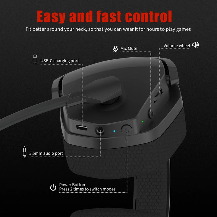 Cuffie Gaming Wireless con Microfono e Cancellazione Attiva del Rumore