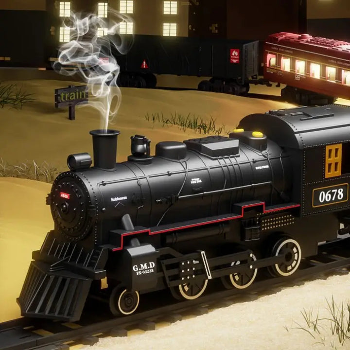 Gioco del Treno con Luci e Suoni - Giocattolo Interattivo di Locomotiva per Bambini a Batteria, Elettrico a Vapore