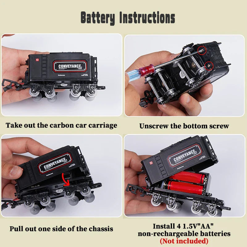 Gioco del Treno con Luci e Suoni - Giocattolo Interattivo di Locomotiva per Bambini a Batteria, Elettrico a Vapore