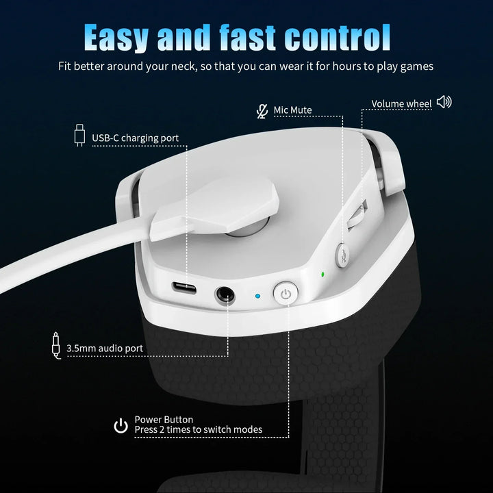 Cuffie Gaming Wireless con Microfono e Cancellazione Attiva del Rumore
