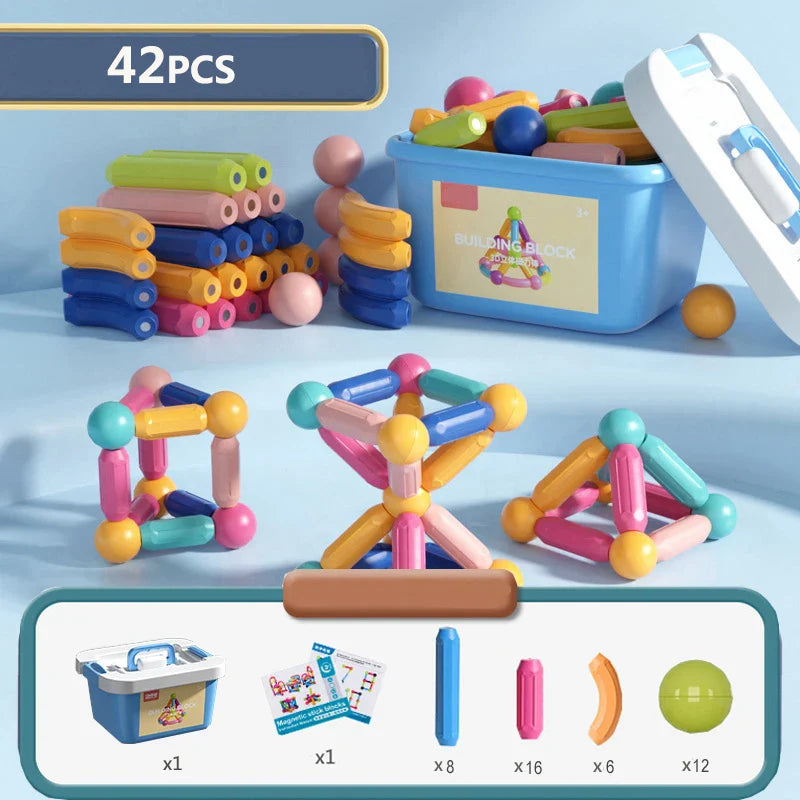 Set di Blocchi Magnetici per Bambini - Giocattolo Educativo Montessori per Bambini, Regalo Creativo per Costruzioni
