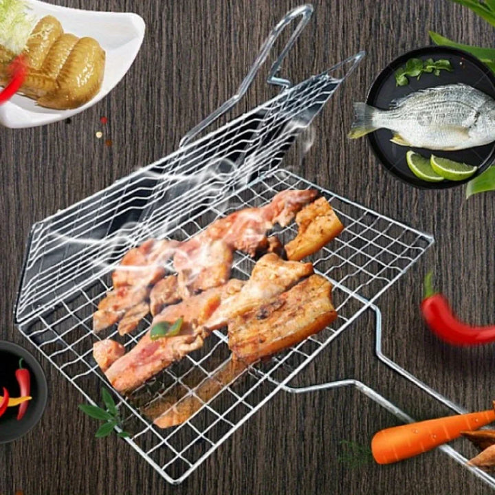 Canasta BBQ Grillaro | Pieghevole e Antiaderente | Acciaio Inossidabile e Resistente al Calore | Per Carne e Verdure