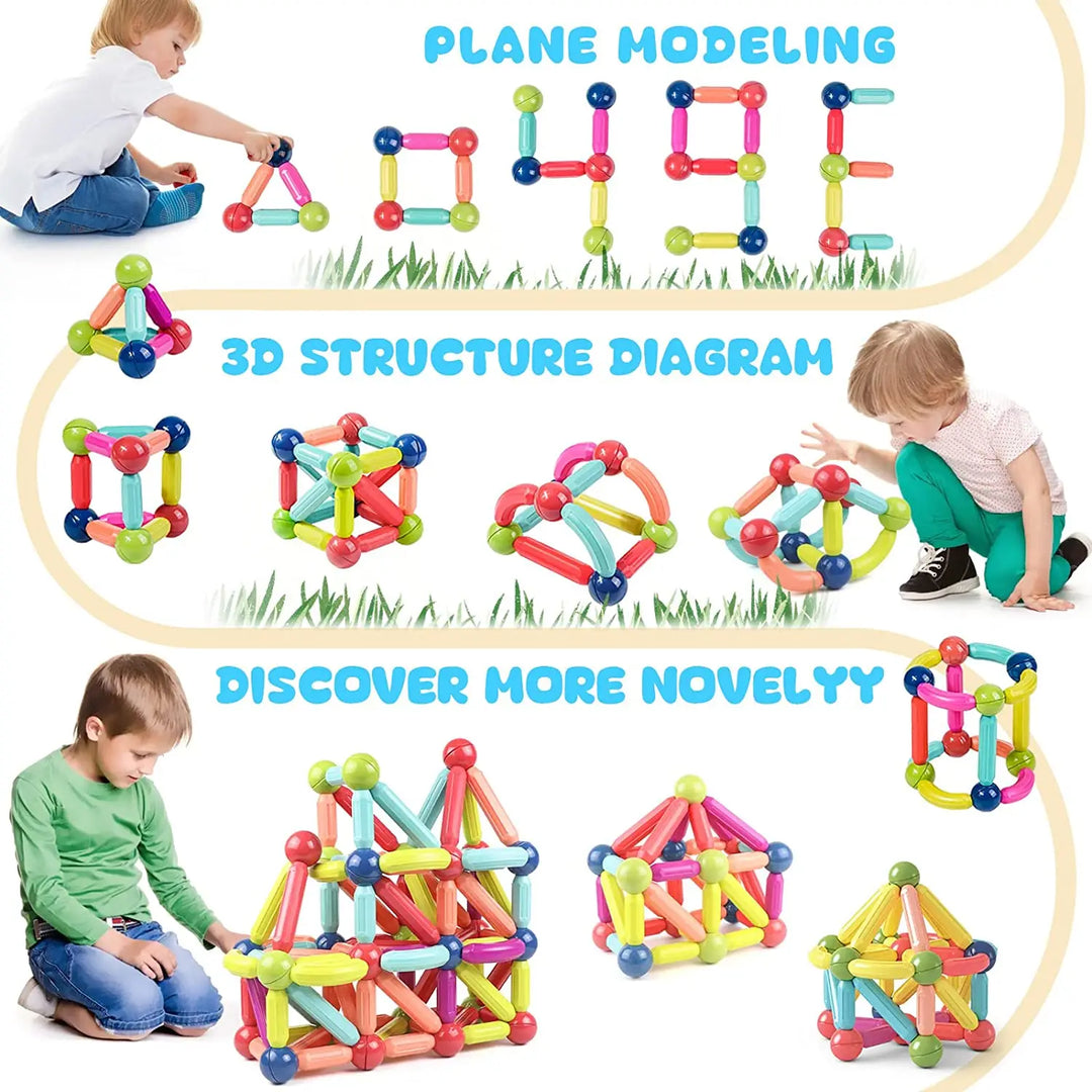 Set di Blocchi Magnetici per Bambini - Giocattolo Educativo Montessori per Bambini, Regalo Creativo per Costruzioni