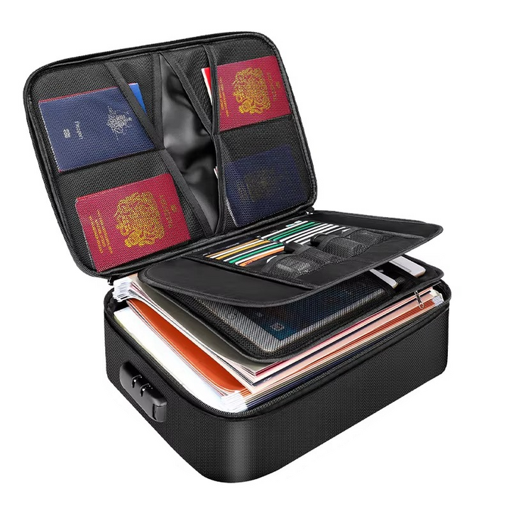 Borsa Organizzatrice di Documenti a Prova di Fuoco e Acqua – Contenitore Protettivo Portatile per Viaggi e Sicurezza Domestica