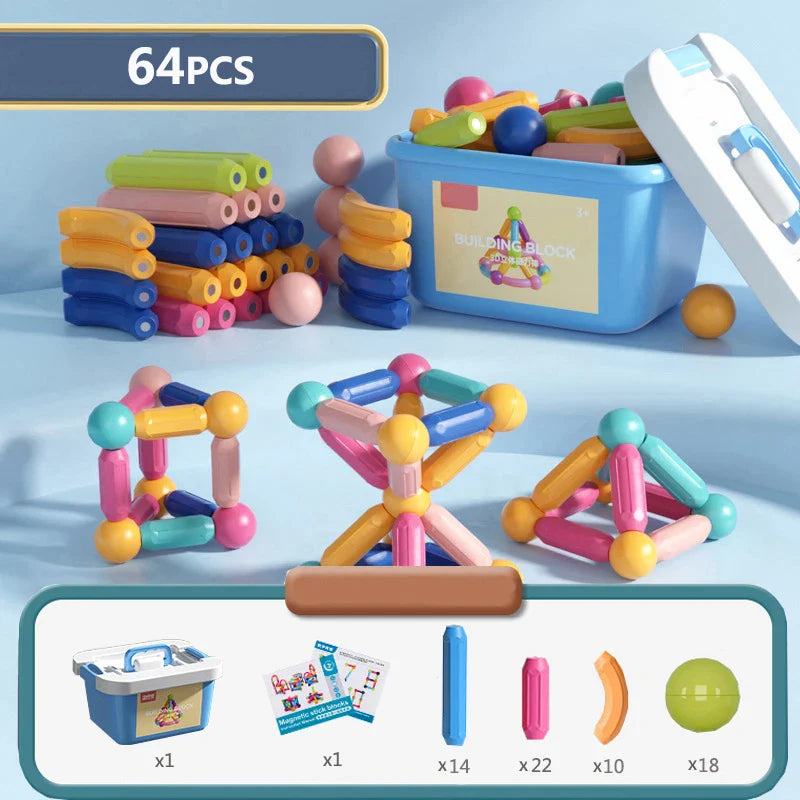 Set di Blocchi Magnetici per Bambini - Giocattolo Educativo Montessori per Bambini, Regalo Creativo per Costruzioni