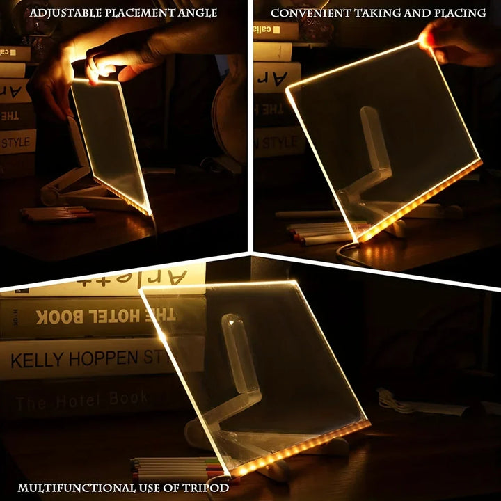 Pannello Messaggi Acrilico LED Luminoso - Tavolozza di Disegno Cancellabile USB per Bambini, Perfetto per Regali di Compleanno e Pubblicità in Bar